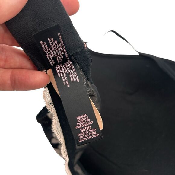 NWT Victoria’s Secret black and blush lace dream angels push-up 34 DD - Picture 6 of 7